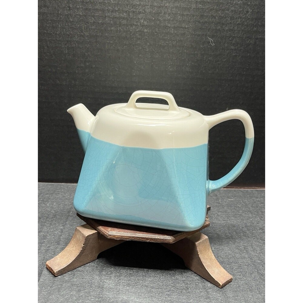 Vintage CasaWare Crackle Glaze Stoneware Teapot With Removable Infuser & Lid